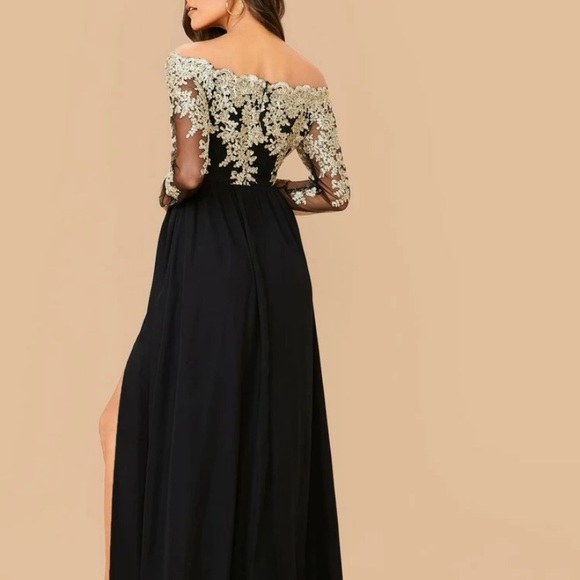 Black with gold embroidery dress - Picture 2 of 3